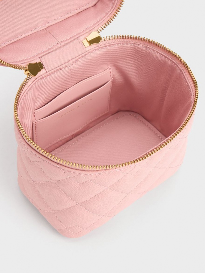 Charles And Keith Nezu Quilted Boxy Crossbody Bags Light Pink | PHILIPPINES Q210