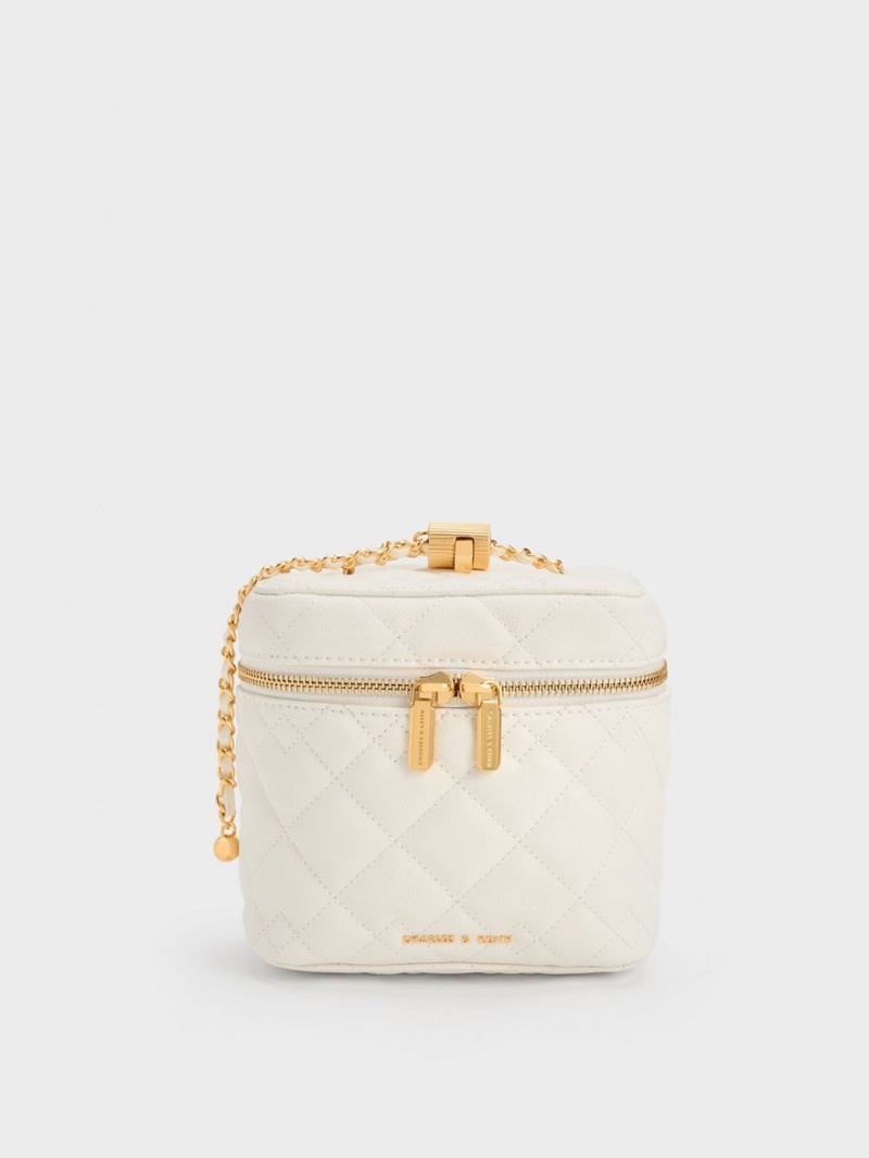 Charles And Keith Nezu Quilted Boxy Crossbody Bags White | PHILIPPINES U276