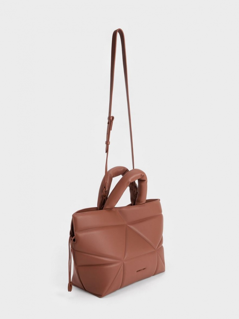 Charles And Keith Nina Leather Drawstring Slouchy Tote Bags Brown | PHILIPPINES U325