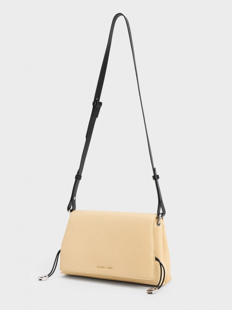 Charles And Keith Nina Leather Padded Handbag Beige | PHILIPPINES X801