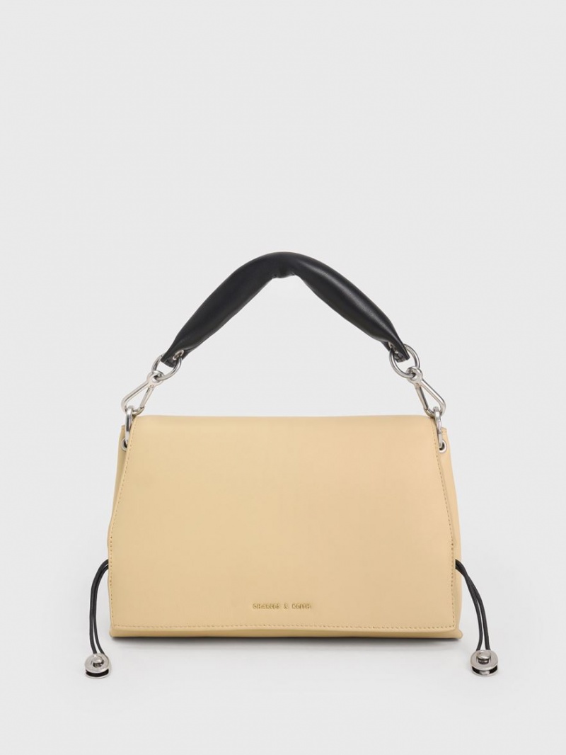 Charles And Keith Nina Leather Padded Handbag Beige | PHILIPPINES X801