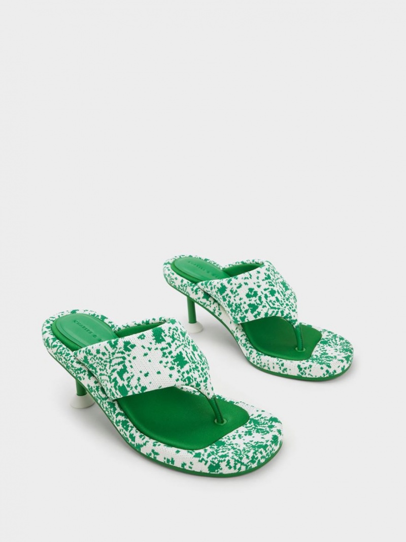 Charles And Keith Noemi Knitted Spool Heels Sandals Green | PHILIPPINES D276