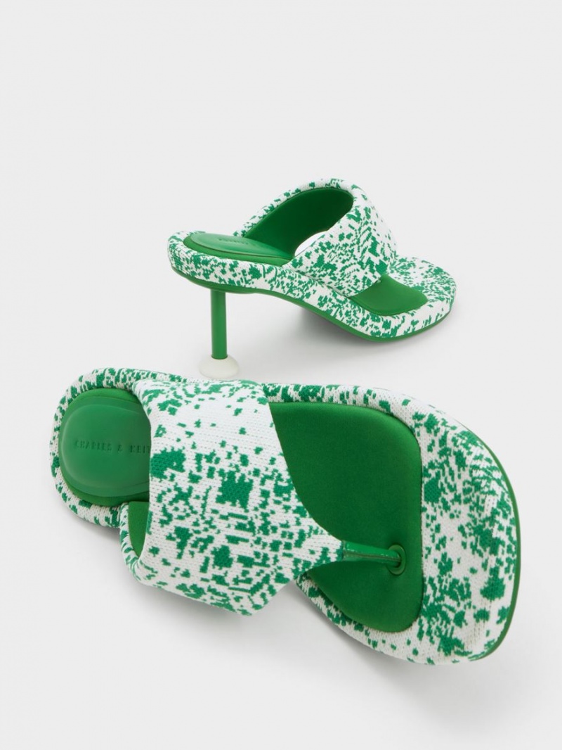 Charles And Keith Noemi Knitted Spool Heels Sandals Green | PHILIPPINES D276