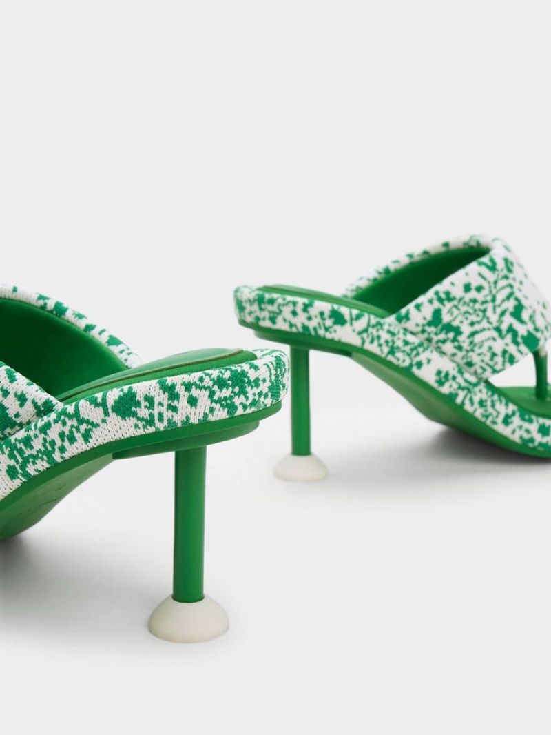 Charles And Keith Noemi Knitted Spool Heels Sandals Green | PHILIPPINES D276