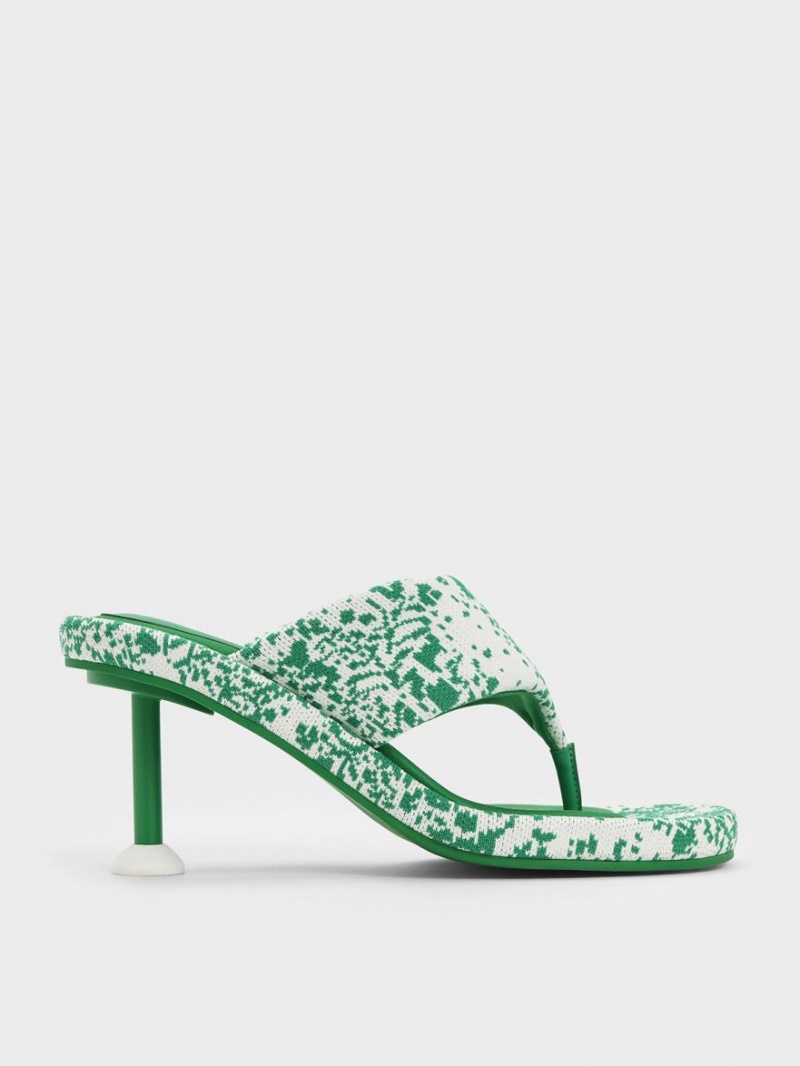 Charles And Keith Noemi Knitted Spool Heels Sandals Green | PHILIPPINES D276