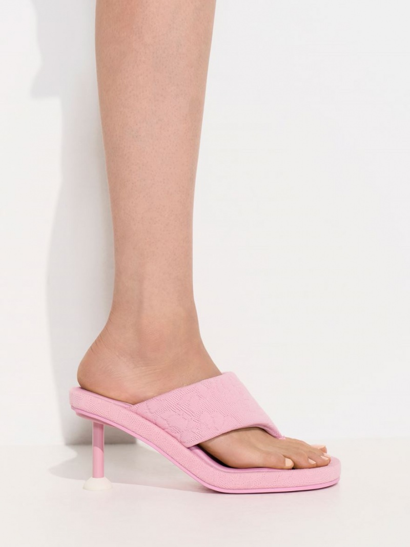 Charles And Keith Noemi Knitted Spool Heels Sandals Pink | PHILIPPINES Y621