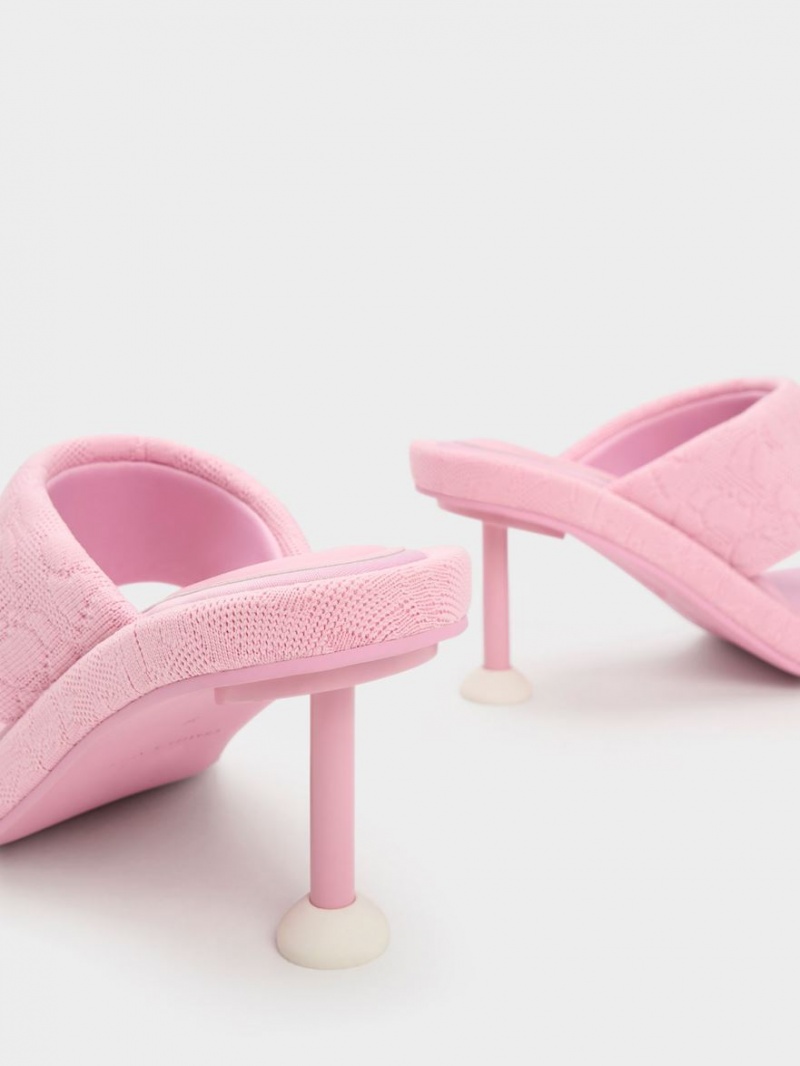 Charles And Keith Noemi Knitted Spool Heels Sandals Pink | PHILIPPINES Y621