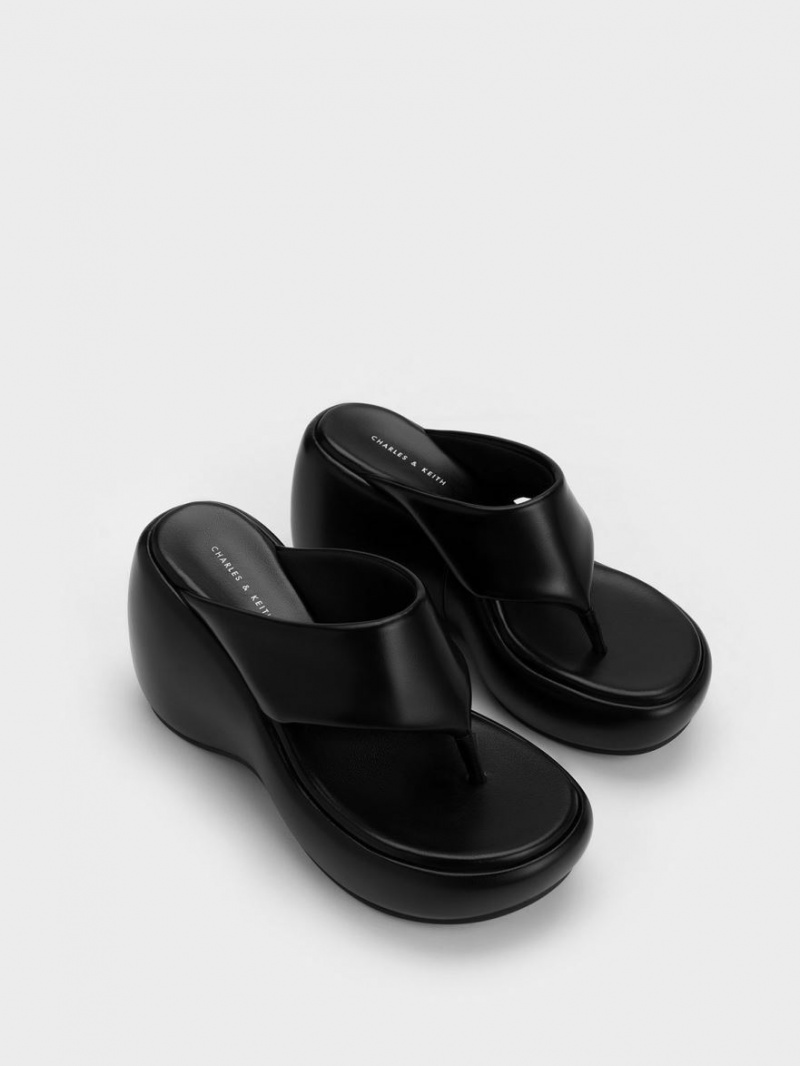 Charles And Keith Noemi Platform Wedges Black | PHILIPPINES S139