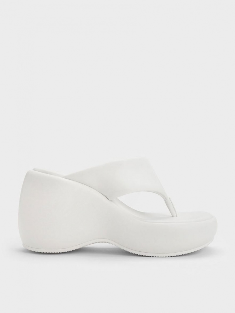 Charles And Keith Noemi Platform Wedges White | PHILIPPINES T147