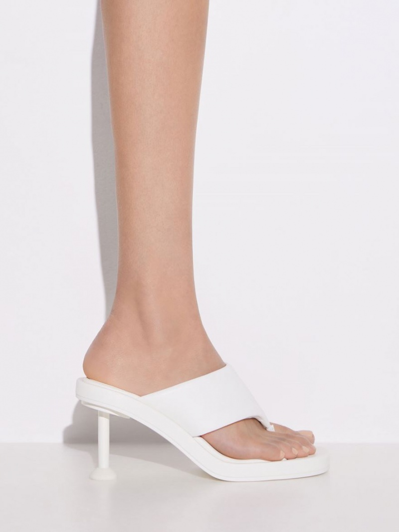 Charles And Keith Noemi Spool Heels Sandals White | PHILIPPINES F041