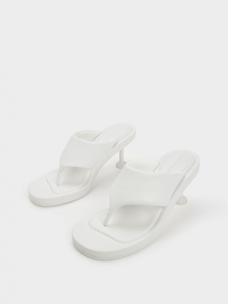 Charles And Keith Noemi Spool Heels Sandals White | PHILIPPINES F041