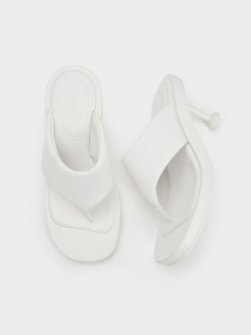 Charles And Keith Noemi Spool Heels Sandals White | PHILIPPINES F041