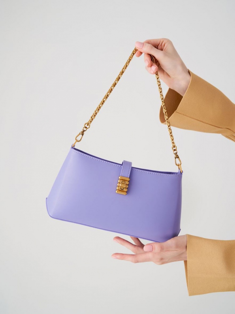 Charles And Keith Nova Chain-Handle Shoulder Bags Purple | PHILIPPINES G365