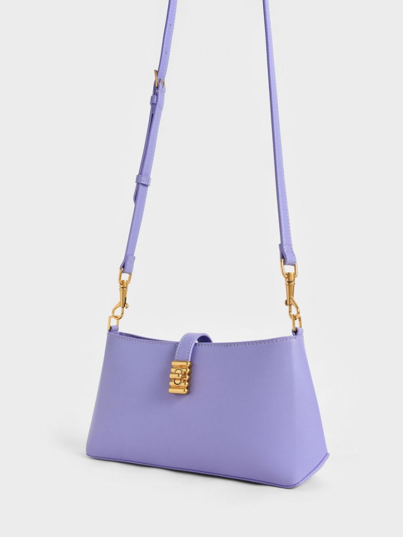 Charles And Keith Nova Chain-Handle Shoulder Bags Purple | PHILIPPINES G365