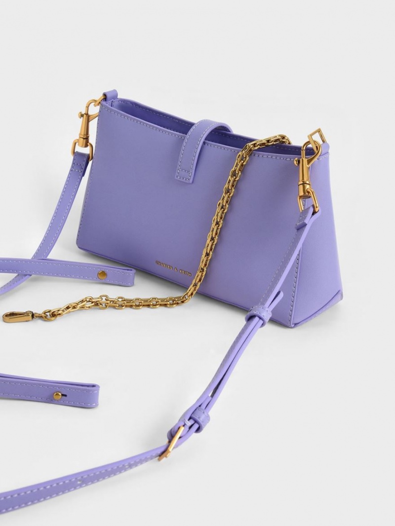 Charles And Keith Nova Chain-Handle Shoulder Bags Purple | PHILIPPINES G365