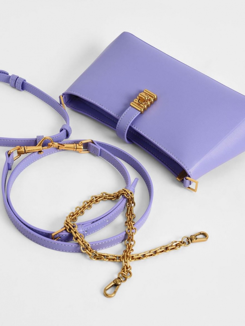 Charles And Keith Nova Chain-Handle Shoulder Bags Purple | PHILIPPINES G365