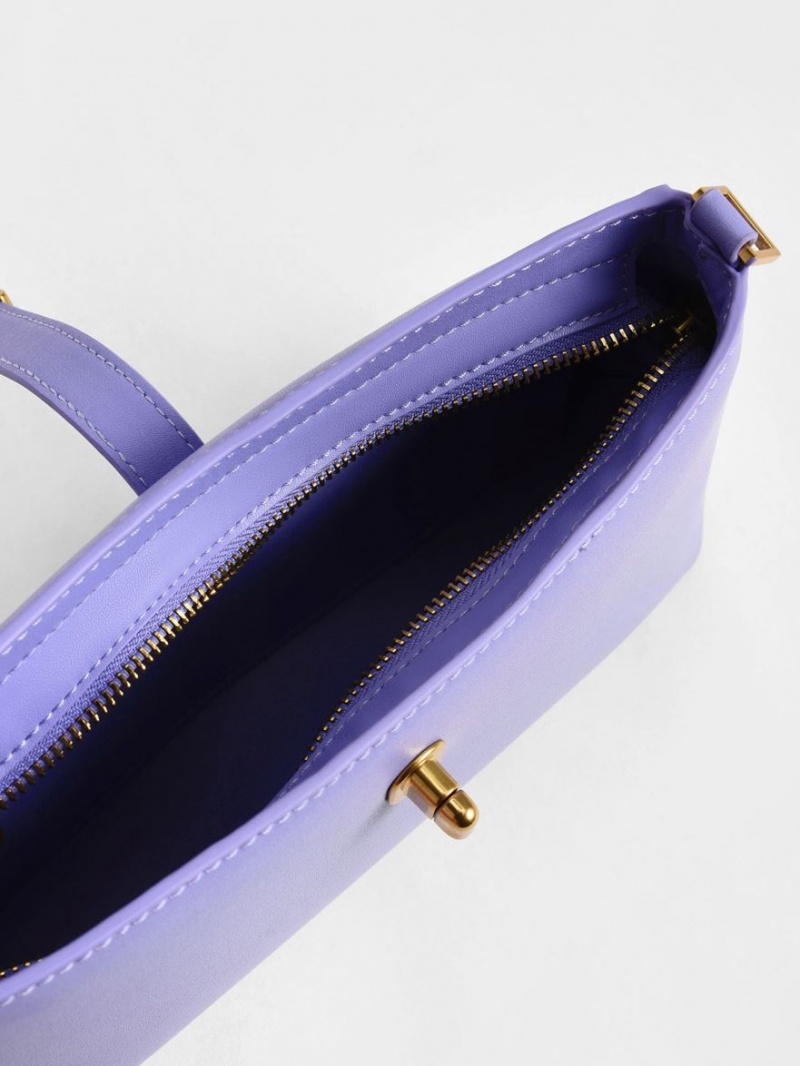 Charles And Keith Nova Chain-Handle Shoulder Bags Purple | PHILIPPINES G365