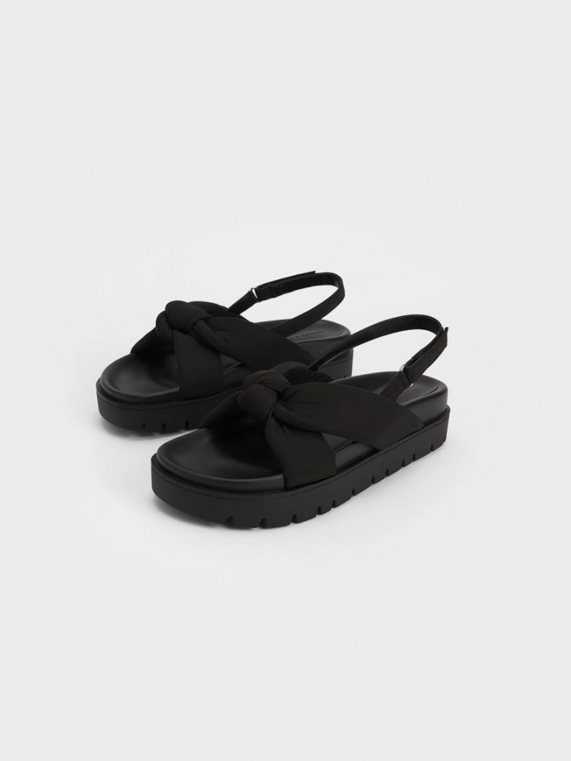 Charles And Keith Nylon Knotted Platform Sandals Black | PHILIPPINES R568