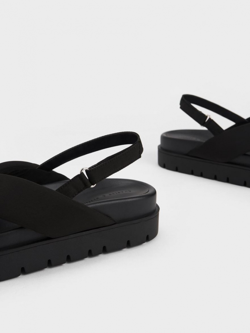 Charles And Keith Nylon Knotted Platform Sandals Black | PHILIPPINES R568