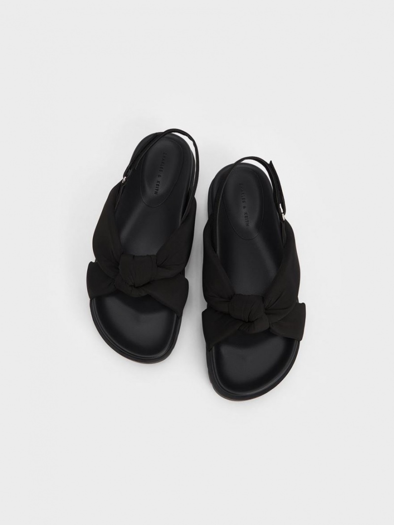 Charles And Keith Nylon Knotted Platform Sandals Black | PHILIPPINES R568