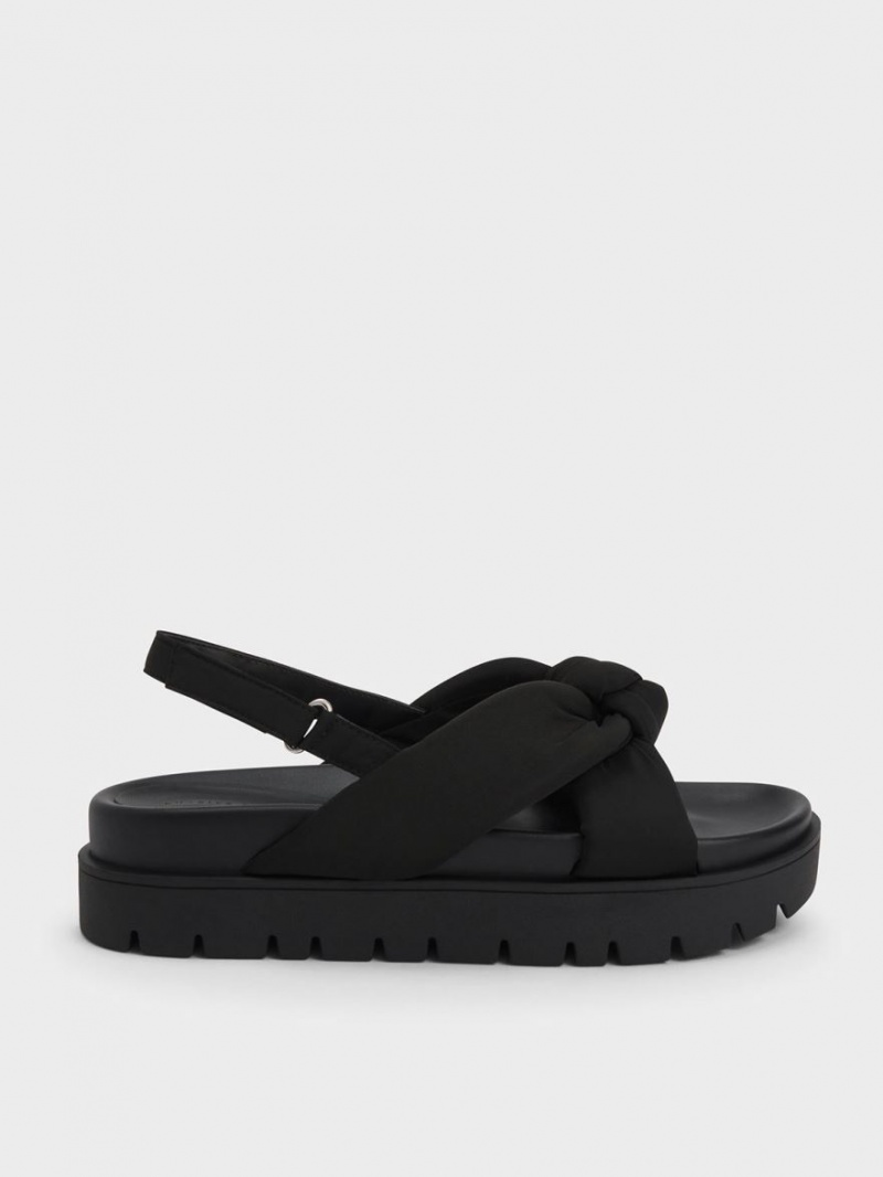 Charles And Keith Nylon Knotted Platform Sandals Black | PHILIPPINES R568