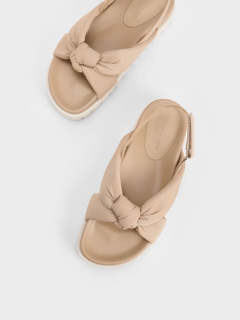 Charles And Keith Nylon Knotted Platform Sandals Beige | PHILIPPINES V462