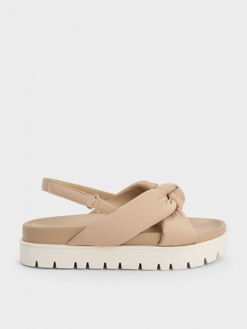 Charles And Keith Nylon Knotted Platform Sandals Beige | PHILIPPINES V462