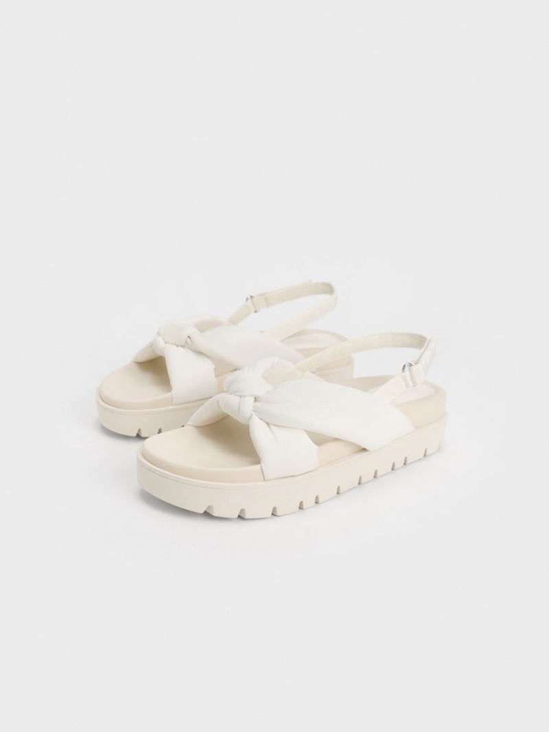 Charles And Keith Nylon Knotted Platform Sandals White | PHILIPPINES V145