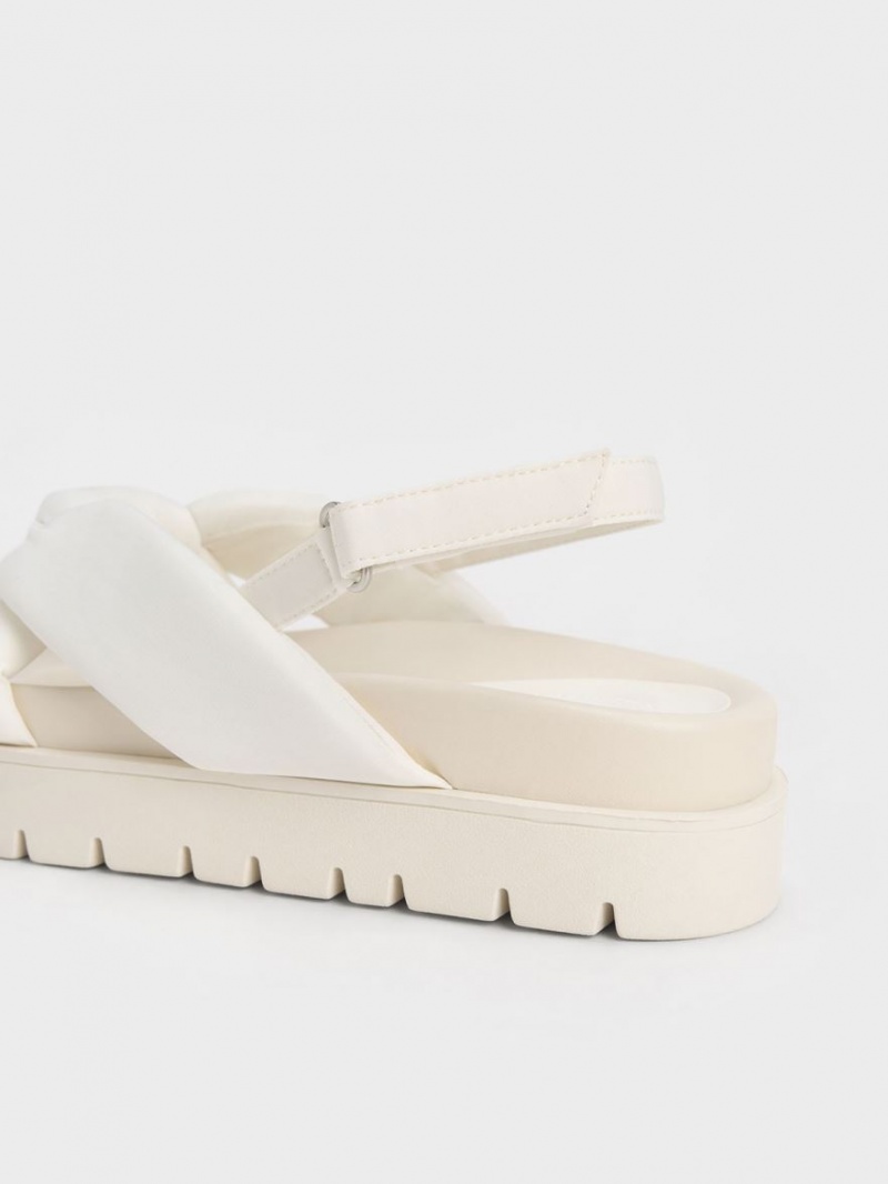 Charles And Keith Nylon Knotted Platform Sandals White | PHILIPPINES V145