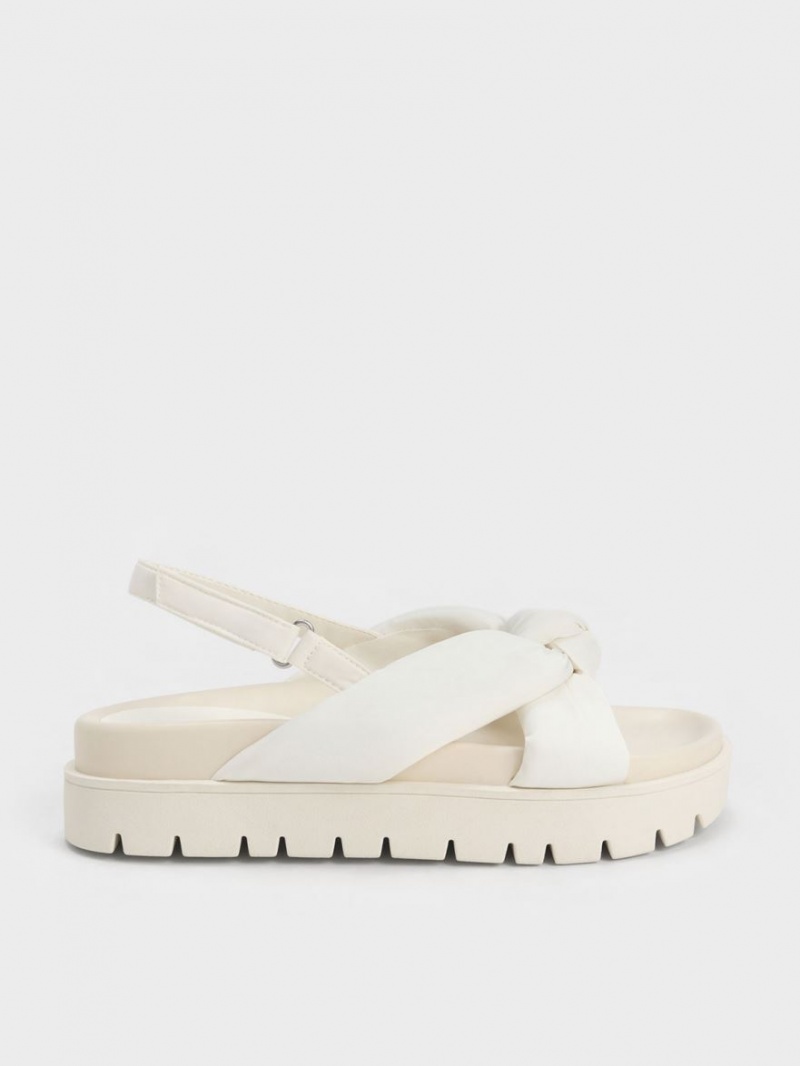 Charles And Keith Nylon Knotted Platform Sandals White | PHILIPPINES V145