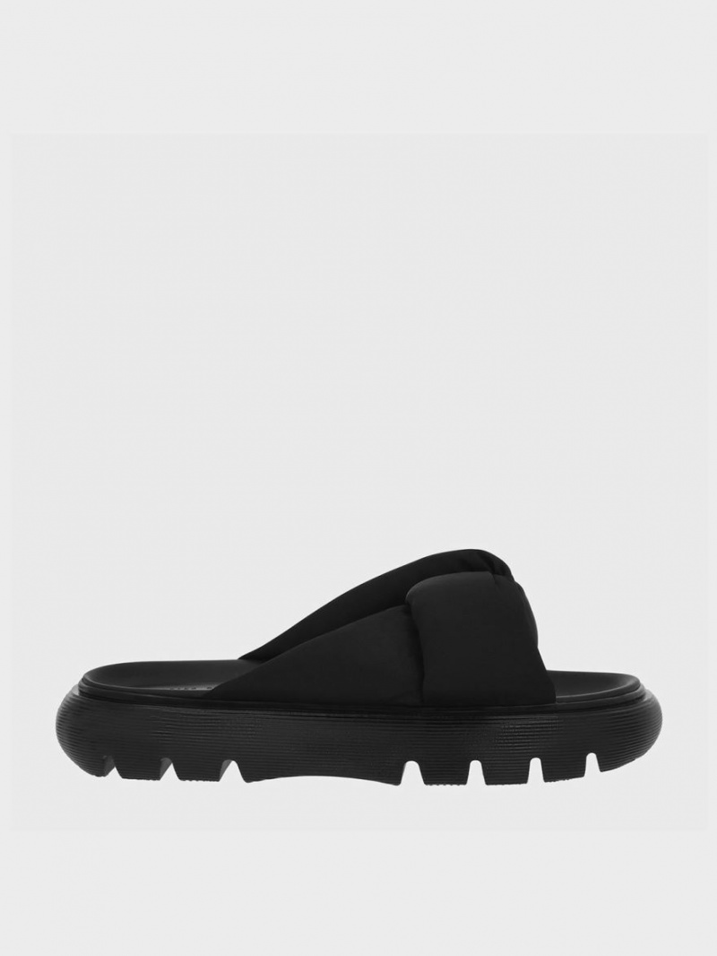 Charles And Keith Odessa Nylon Round-Toe Slide Sandals Black | PHILIPPINES C510