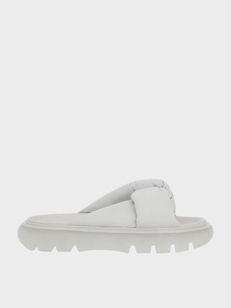 Charles And Keith Odessa Nylon Round-Toe Slide Sandals White | PHILIPPINES B207