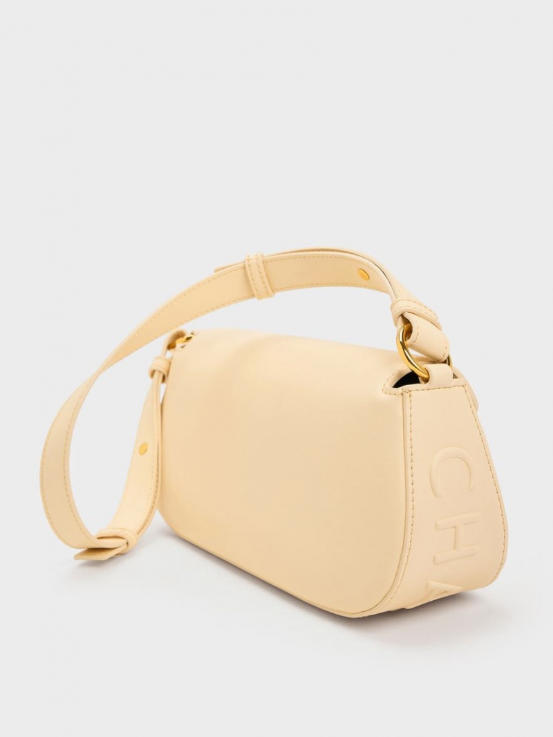 Charles And Keith Oona Curved Shoulder Bags Beige | PHILIPPINES J309