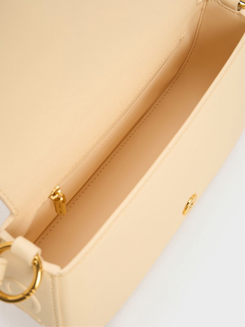 Charles And Keith Oona Curved Shoulder Bags Beige | PHILIPPINES J309