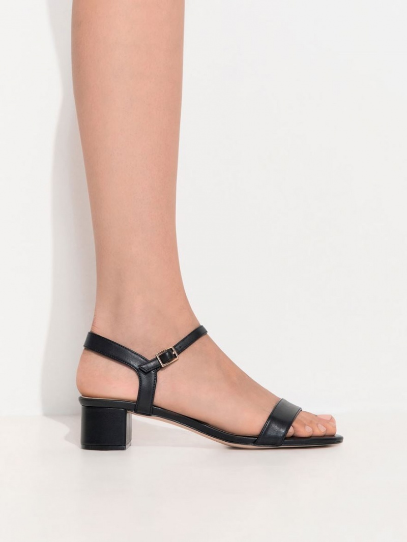 Charles And Keith Open-Toe Heels Sandals Black | PHILIPPINES K531