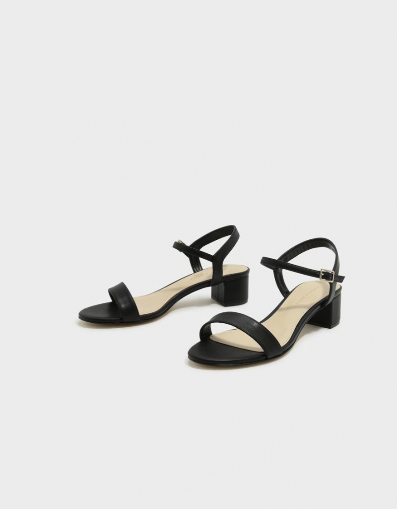 Charles And Keith Open-Toe Heels Sandals Black | PHILIPPINES K531