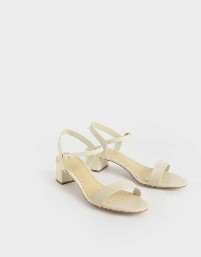 Charles And Keith Open-Toe Heels Sandals Cream | PHILIPPINES G824