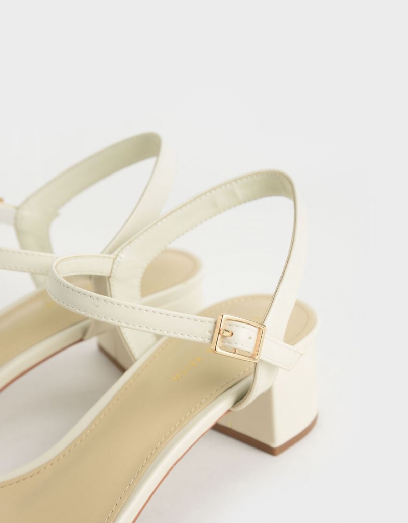 Charles And Keith Open-Toe Heels Sandals Cream | PHILIPPINES G824