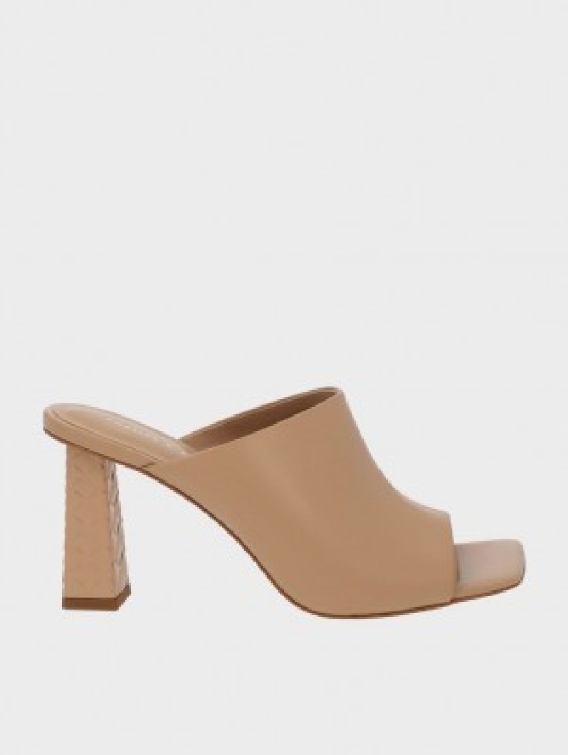 Charles And Keith Open Toe Quilted Heel Mules Beige | PHILIPPINES Q357