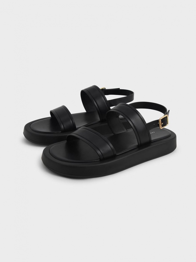 Charles And Keith Open Toe Slingback Platform Sandals Black | PHILIPPINES U708