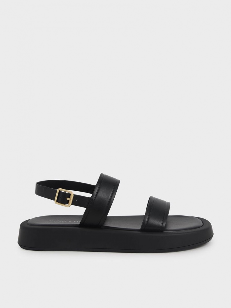 Charles And Keith Open Toe Slingback Platform Sandals Black | PHILIPPINES U708