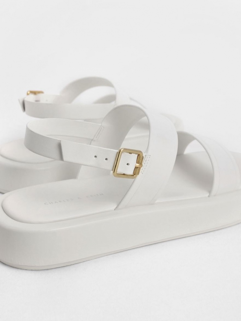 Charles And Keith Open Toe Slingback Platform Sandals White | PHILIPPINES J583