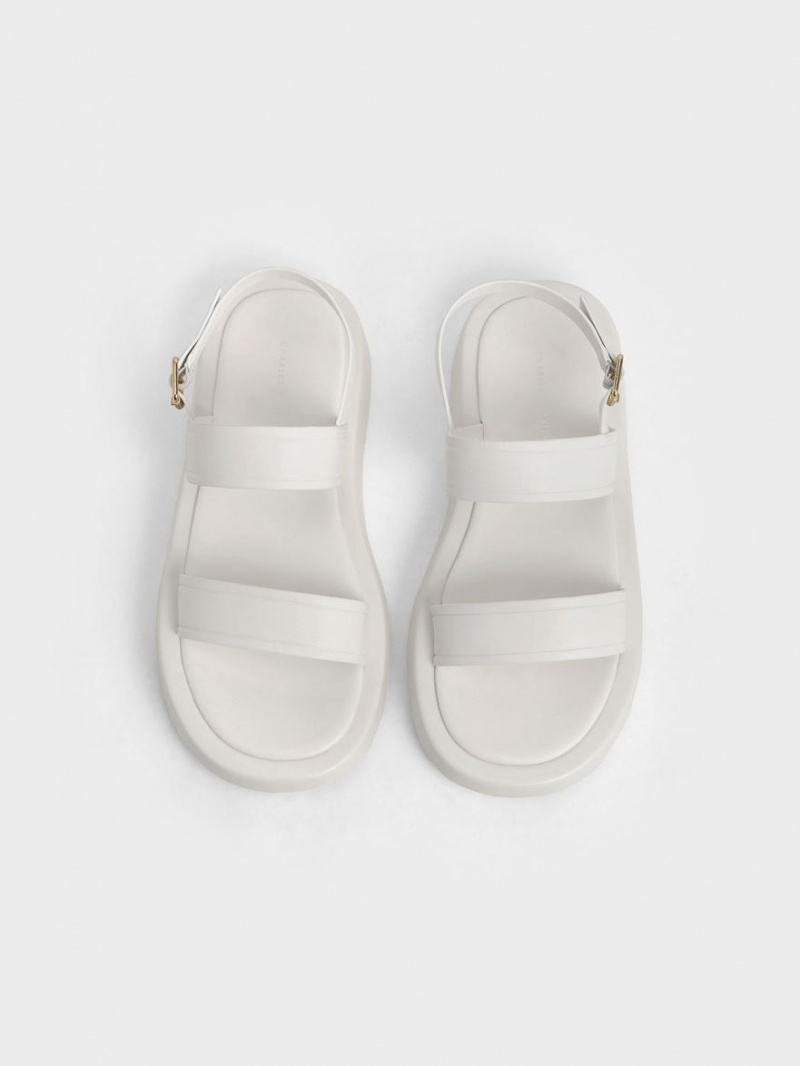 Charles And Keith Open Toe Slingback Platform Sandals White | PHILIPPINES J583