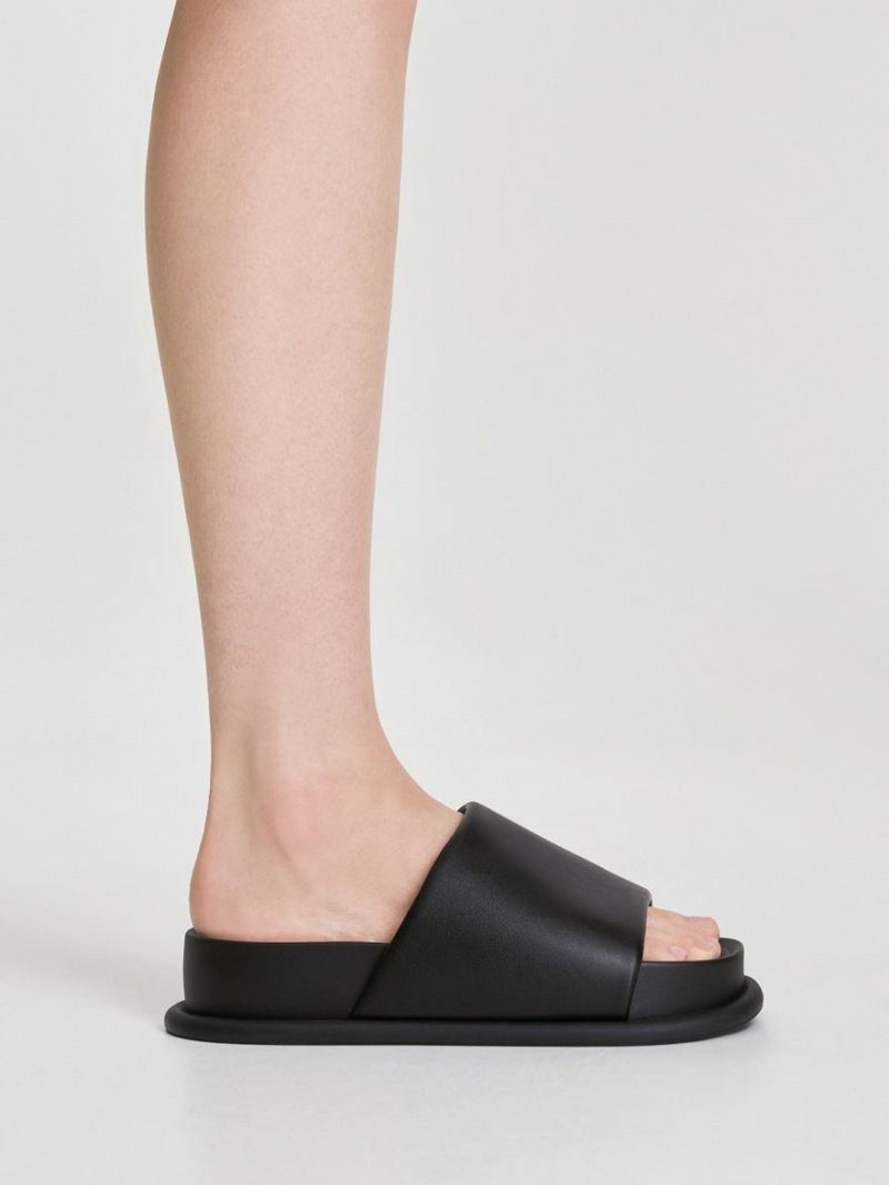 Charles And Keith Padded Strap Slide Sandals Black | PHILIPPINES V720