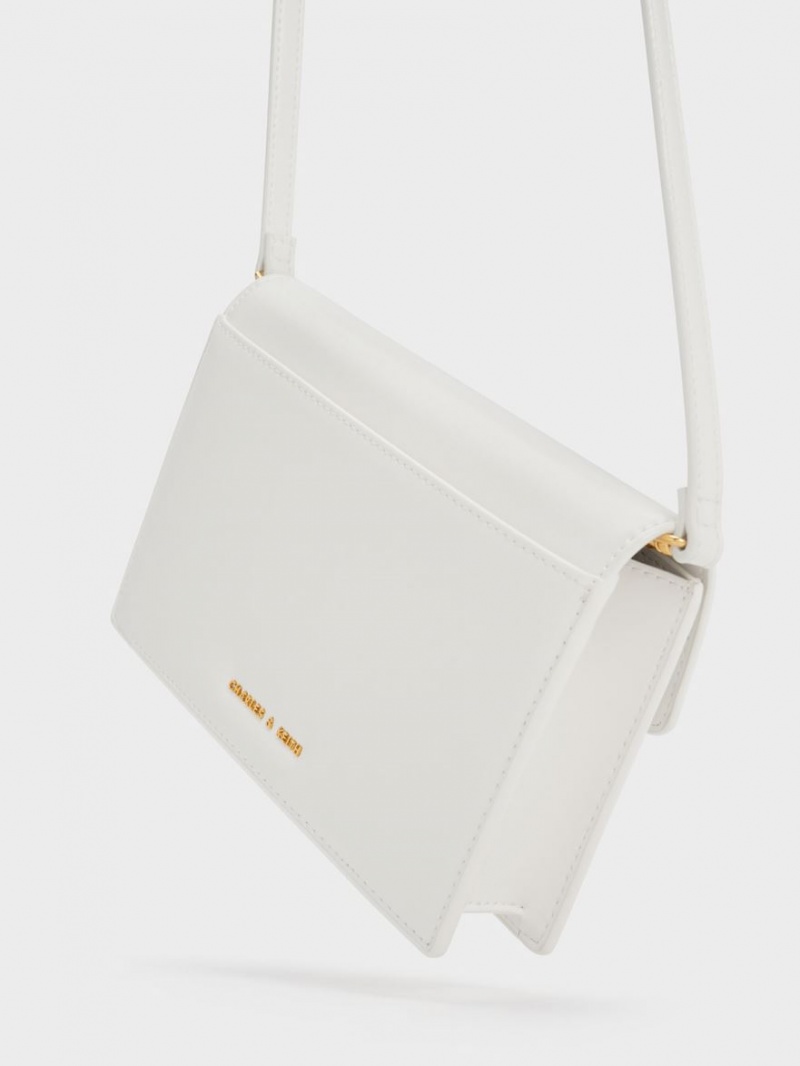 Charles And Keith Padlock Envelope Crossbody Bags White | PHILIPPINES V693