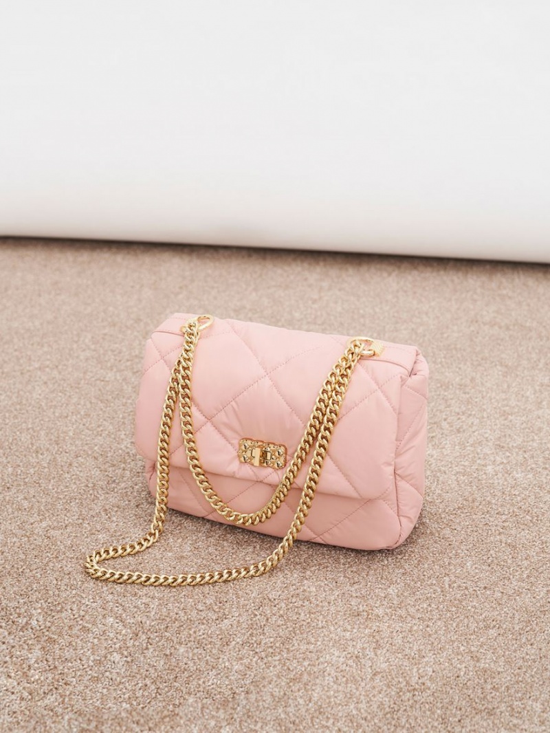 Charles And Keith Paffuto Large Padded Shoulder Bags Light Pink | PHILIPPINES A718