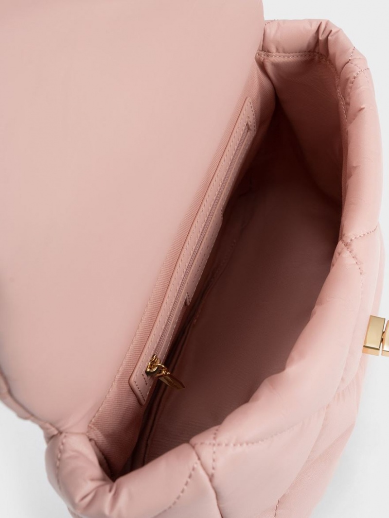 Charles And Keith Paffuto Large Padded Shoulder Bags Light Pink | PHILIPPINES A718