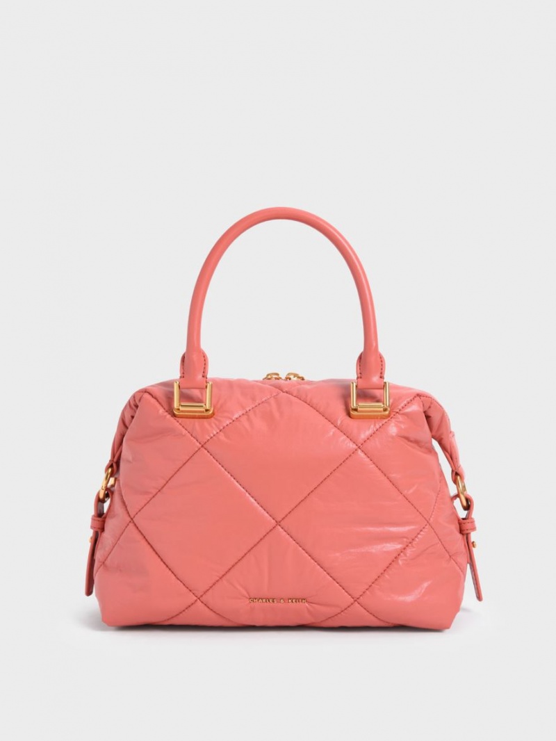 Charles And Keith Paffuto Quilted Tote Bags Coral | PHILIPPINES I105