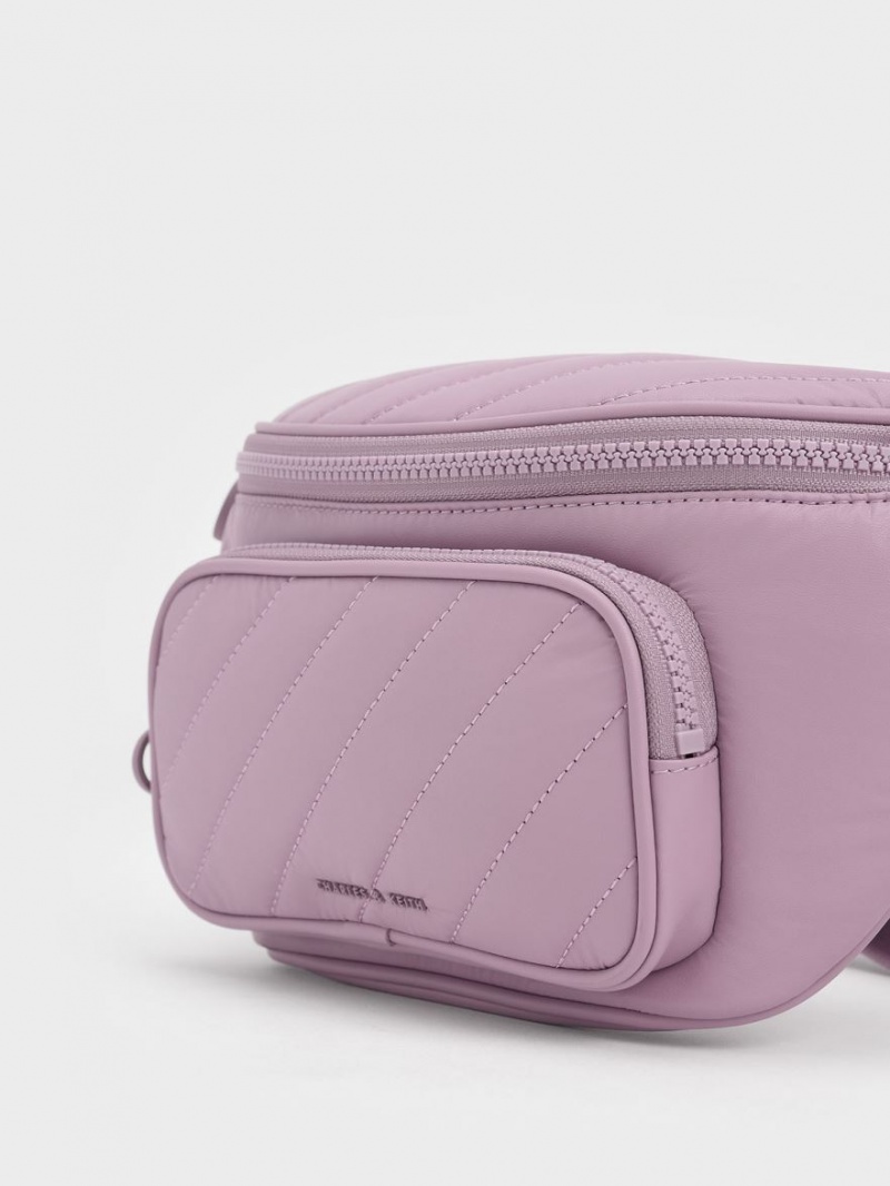 Charles And Keith Panelled Belt Bags Purple | PHILIPPINES R287