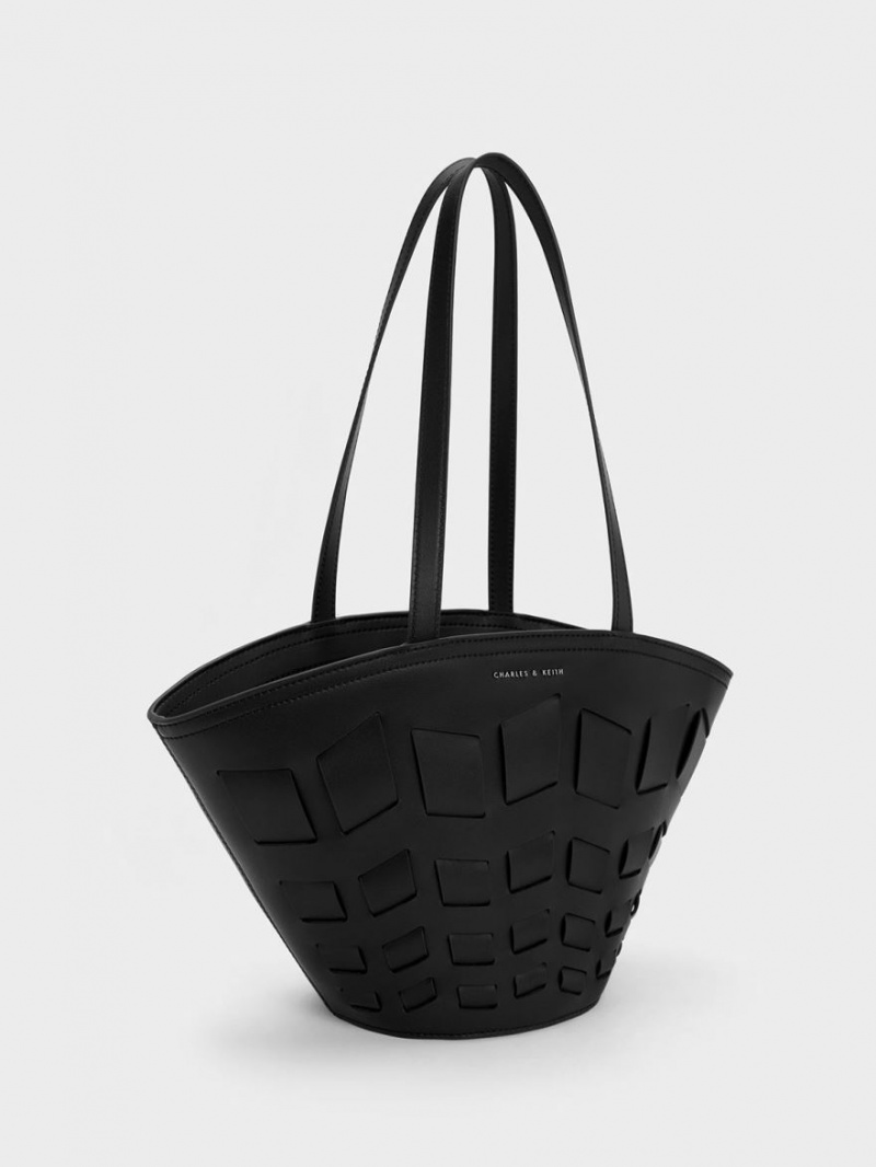 Charles And Keith Panelled Tote Bags Black | PHILIPPINES H786